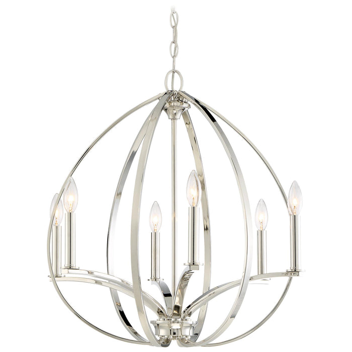 Tilbury 6-Light Chandelier in Polished Nickel - Lamps Expo
