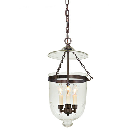 Medium Bell Jar Lantern with Star Glass in Oil rubbed bronze
