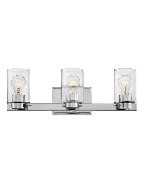 Miley Three Light Vanity in Chrome with Clear glass