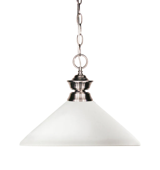Shark 1 Light Pendant in Brushed Nickel with Matte Opal Glass