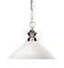 Shark 1 Light Pendant in Brushed Nickel with Matte Opal Glass