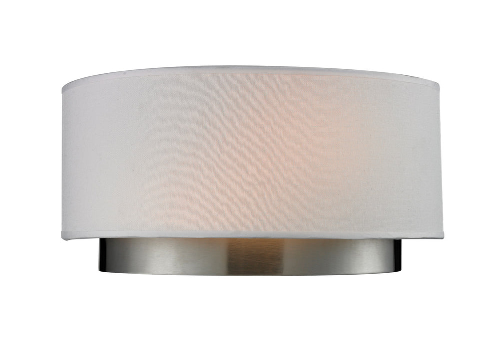 Jade 2 Light Wall Sconce in Chrome with White Linen Fabric Shade