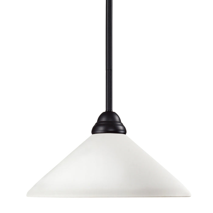 Riviera 1 Light Pendant in Bronze with Matte Opal Glass