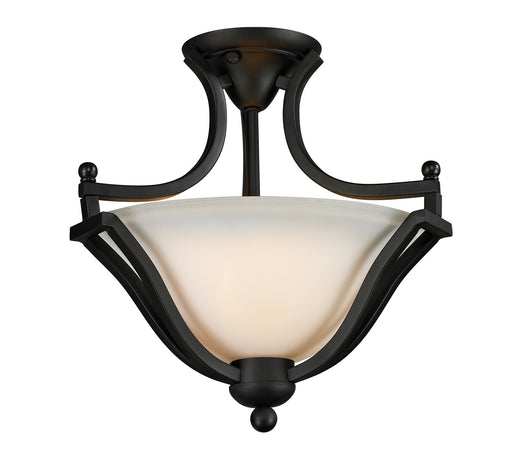 Lagoon 2 Light Semi Flush Mount in Matte Black with Matte Opal Glass
