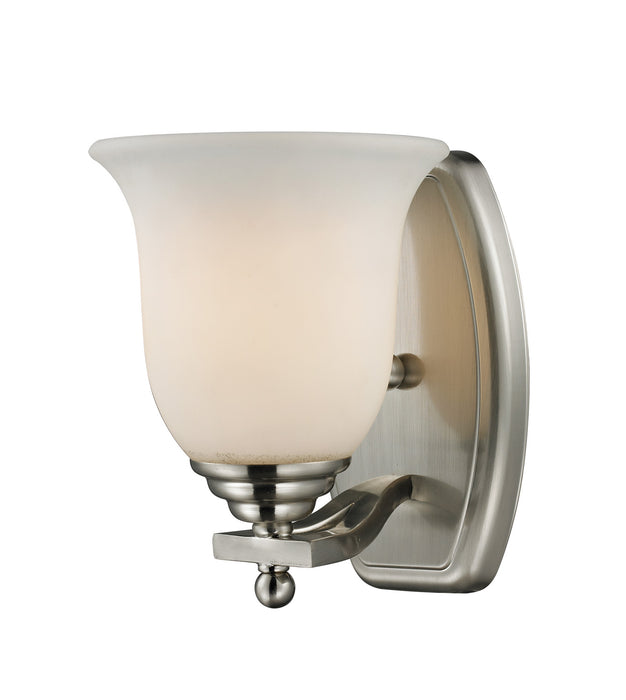 Lagoon 1 Light Vanity in Brushed Nickel with Matte Opal Glass