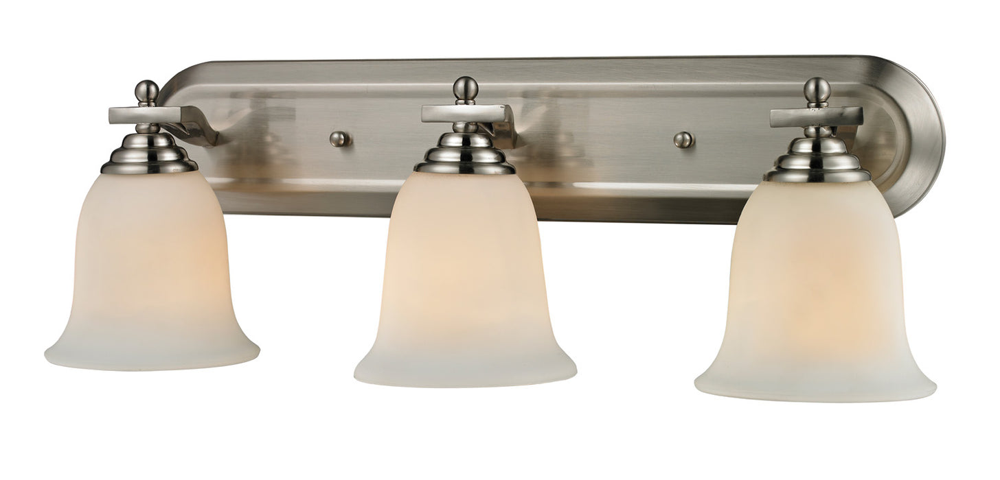 Lagoon 3 Light Vanity in Brushed Nickel with Matte Opal Glass