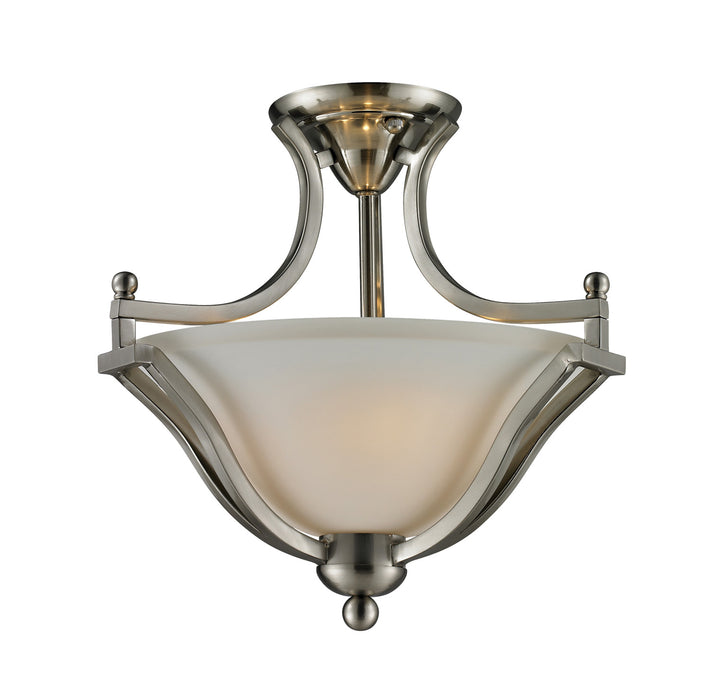 Lagoon 2 Light Semi Flush Mount in Brushed Nickel with Matte Opal Glass