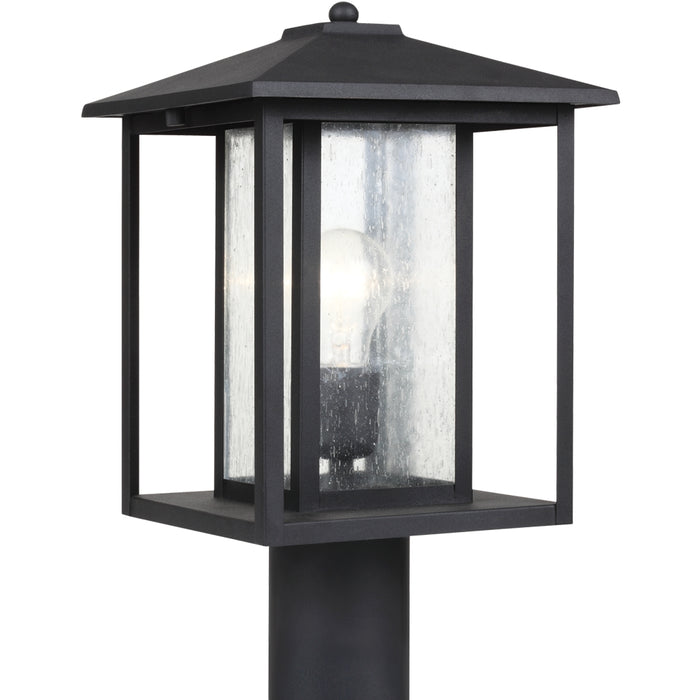 Hunnington One Light Outdoor Post Lantern in Black with Clear Seeded�Glass