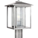 Hunnington One Light Outdoor Post Lantern in Weathered Pewter with Clear Seeded�Glass