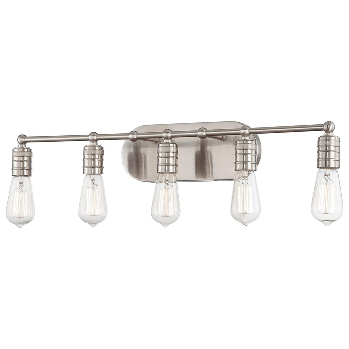Downtown Edison 5-Light Bath Vanity in Brushed Nickel - Lamps Expo