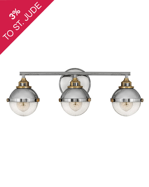 Fletcher Three Light Vanity in Polished Nickel