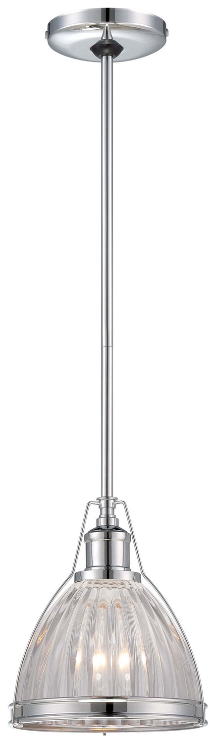 1-Light Mini-Pendant in Chrome & Ribbed Clear Glass
