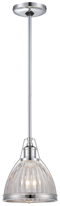 1-Light Mini-Pendant in Chrome & Ribbed Clear Glass