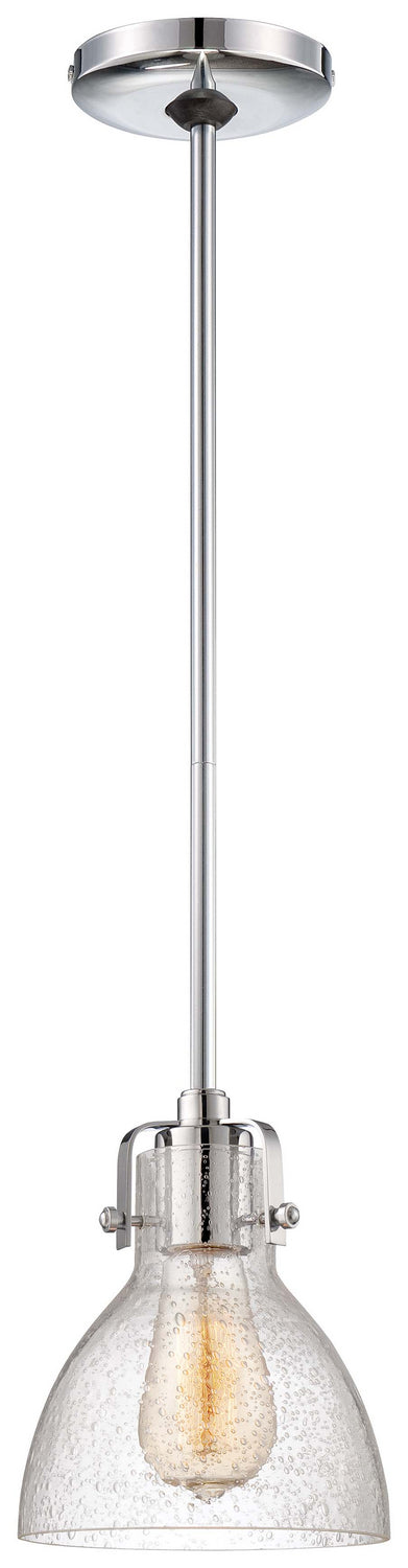 1-Light Mini-Pendant in Chrome & Clear Seedy Glass