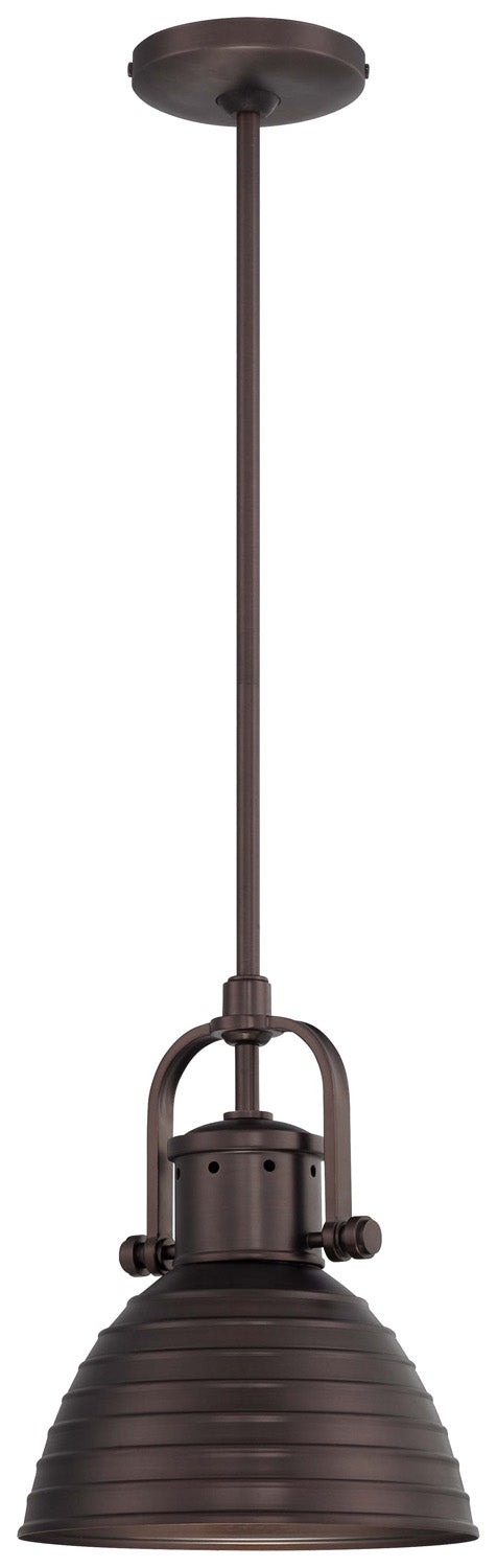 1-Light Mini-Pendant in Harvard Court Bronze (Plated) with Metal Shade