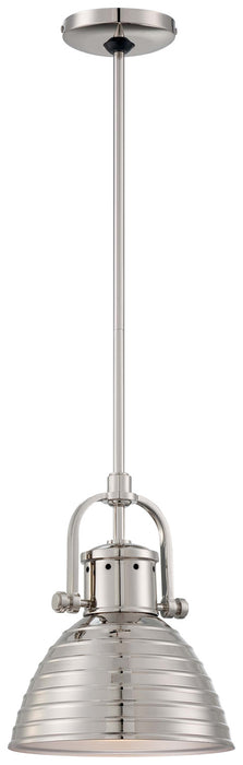 1-Light Mini-Pendant in Polished Nickel with Polished Nickel Shade