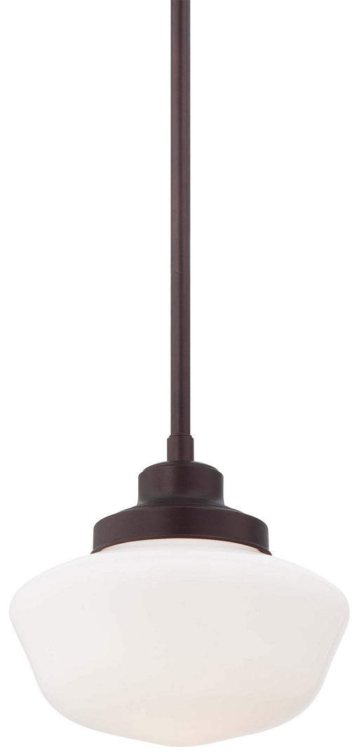 1-Light Pendant in Brushed Bronze & Opal Glass