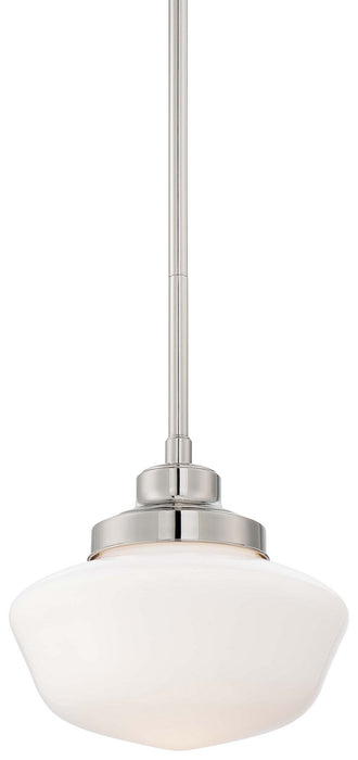 1-Light Pendant in Polished Nickel & Opal Glass