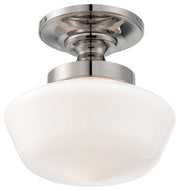 1-Light Semi-Flush Mount in Polished Nickel & Opal Glass