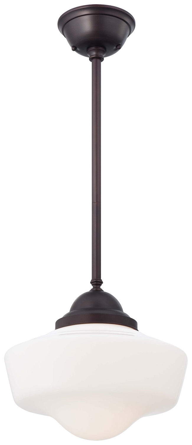 1-Light Pendant in Brushed Bronze & Opal Glass