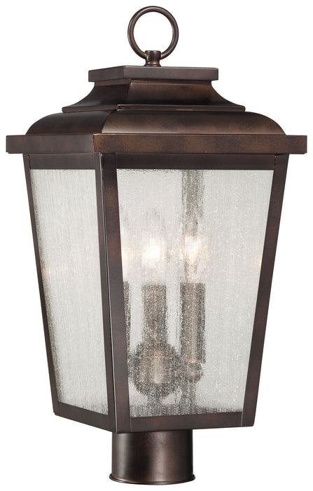 Irvington Manor 3-Light Post Mount in Chelesa Bronze & Clear Seeded Glass - Lamps Expo