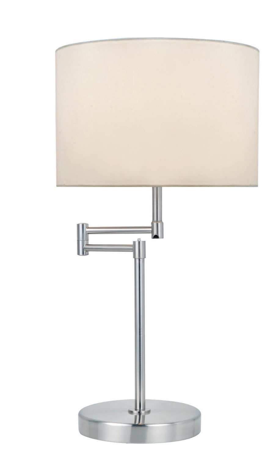 Durango Table Lamp in Polished Steel with White Fabric Shade, E27 Type A 60W