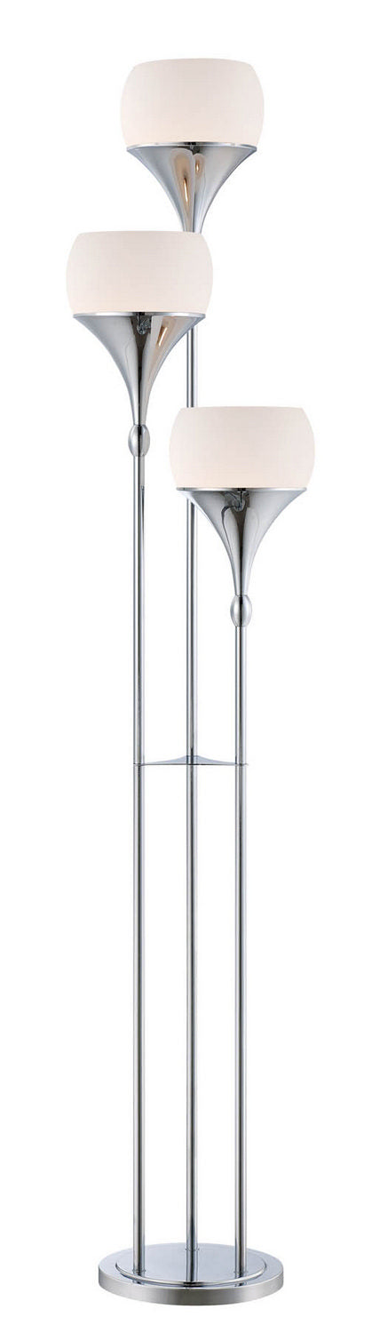 Celestel 3-Light Floor Lamp in Polished with Frosted Glass Shade, E27, CFL 13Wx3