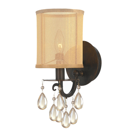 Hampton 1 Light Wall Mount in English Bronze with Etruscan Teardrop Almond Crystal