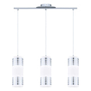 Bayman 3x60W Multi Light Pendant With Chrome Finish & Matte White Glass With Decor
