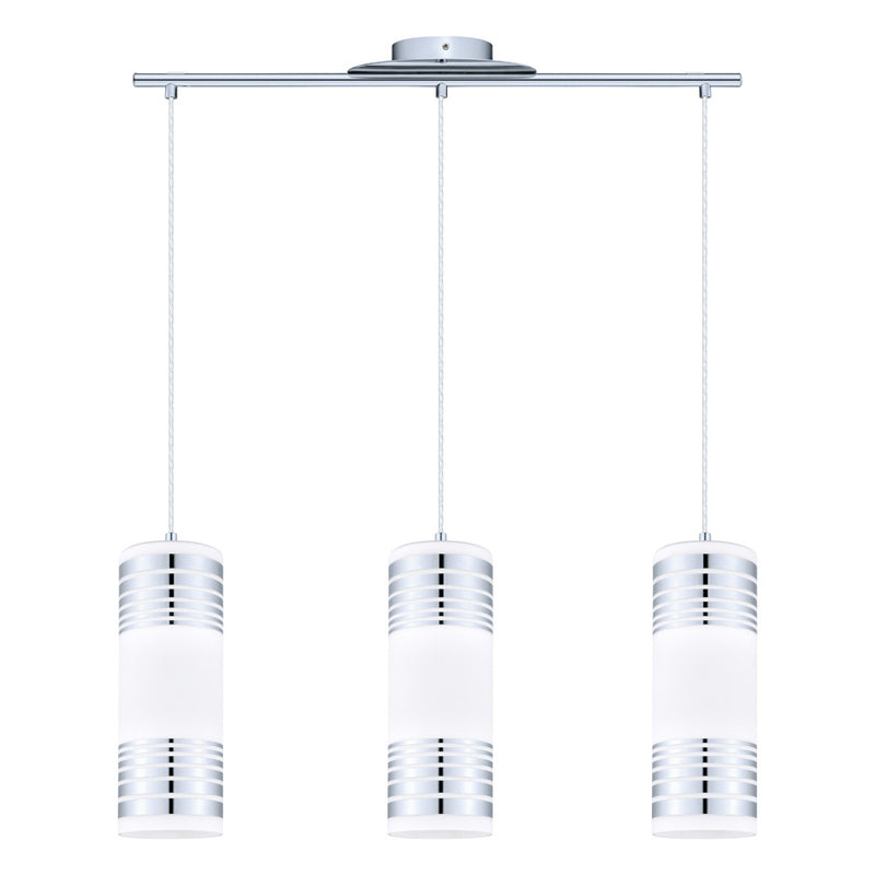 Bayman 3x60W Multi Light Pendant With Chrome Finish & Matte White Glass With Decor