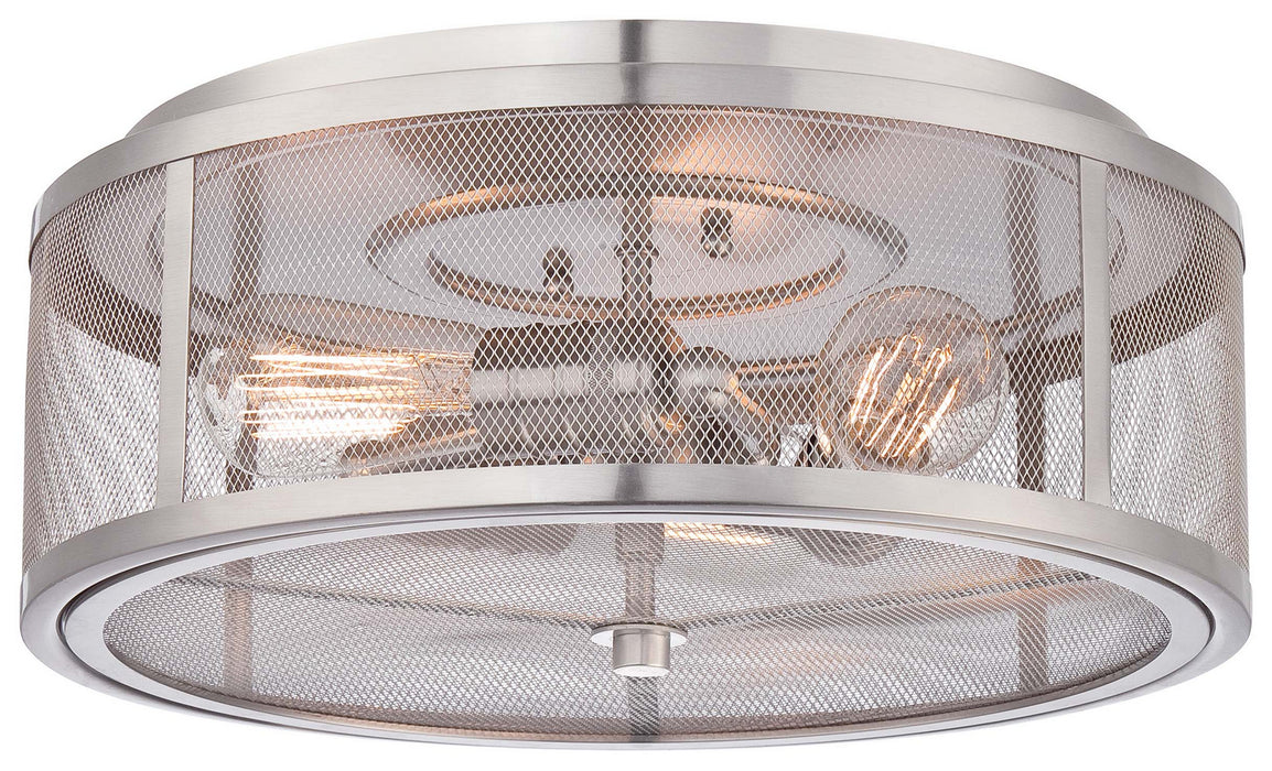 Downtown Edison 3-Light Flush Mount in Brushed Nickel - Lamps Expo