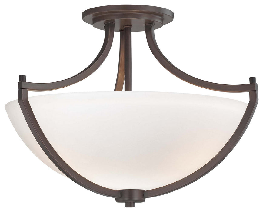 Middlebrook 3-Light Semi-Flush Mount in Vintage Bronze & Etched White Glass