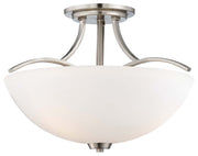 Overland Park 3-Light Semi-Flush Mount in Brushed Nickel & Etched White Glass