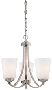 Overland Park 3-Light Mini-Chandelier in Brushed Nickel & Etched Marble Glass