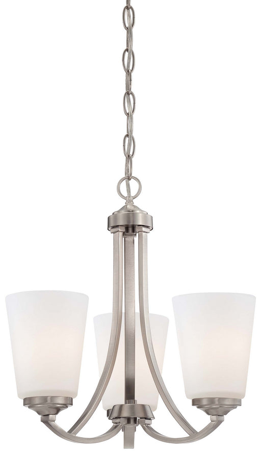 Overland Park 3-Light Mini-Chandelier in Brushed Nickel & Etched Marble Glass