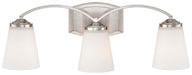 Overland Park 3-Light Bath Vanity in Brushed Nickel & Etched White Glass
