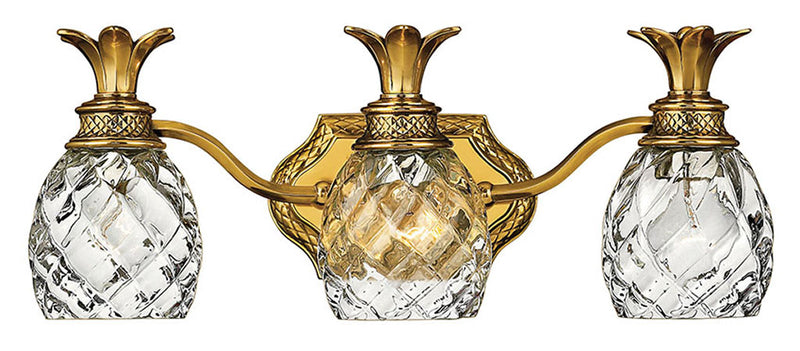 Plantation Three Light Vanity in Burnished Brass