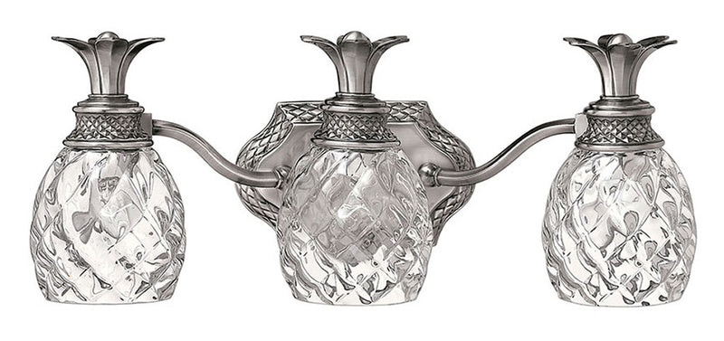 Plantation Three Light Vanity in Polished Antique Nickel