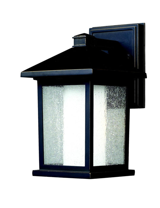 Mesa 1 Light Outdoor Wall Light in Oil Rubbed Bronze with Clear Seedy Glass