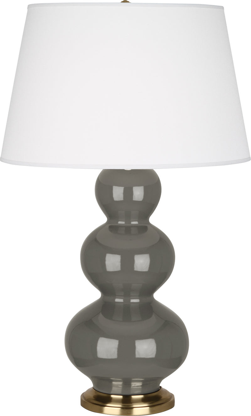 Robert Abbey (CR40X) Triple Gourd Table Lamp with Pearl Dupioni Fabric Shade