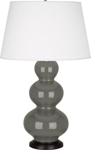 Robert Abbey (CR41X) Triple Gourd Table Lamp with Pearl Dupioni Fabric Shade