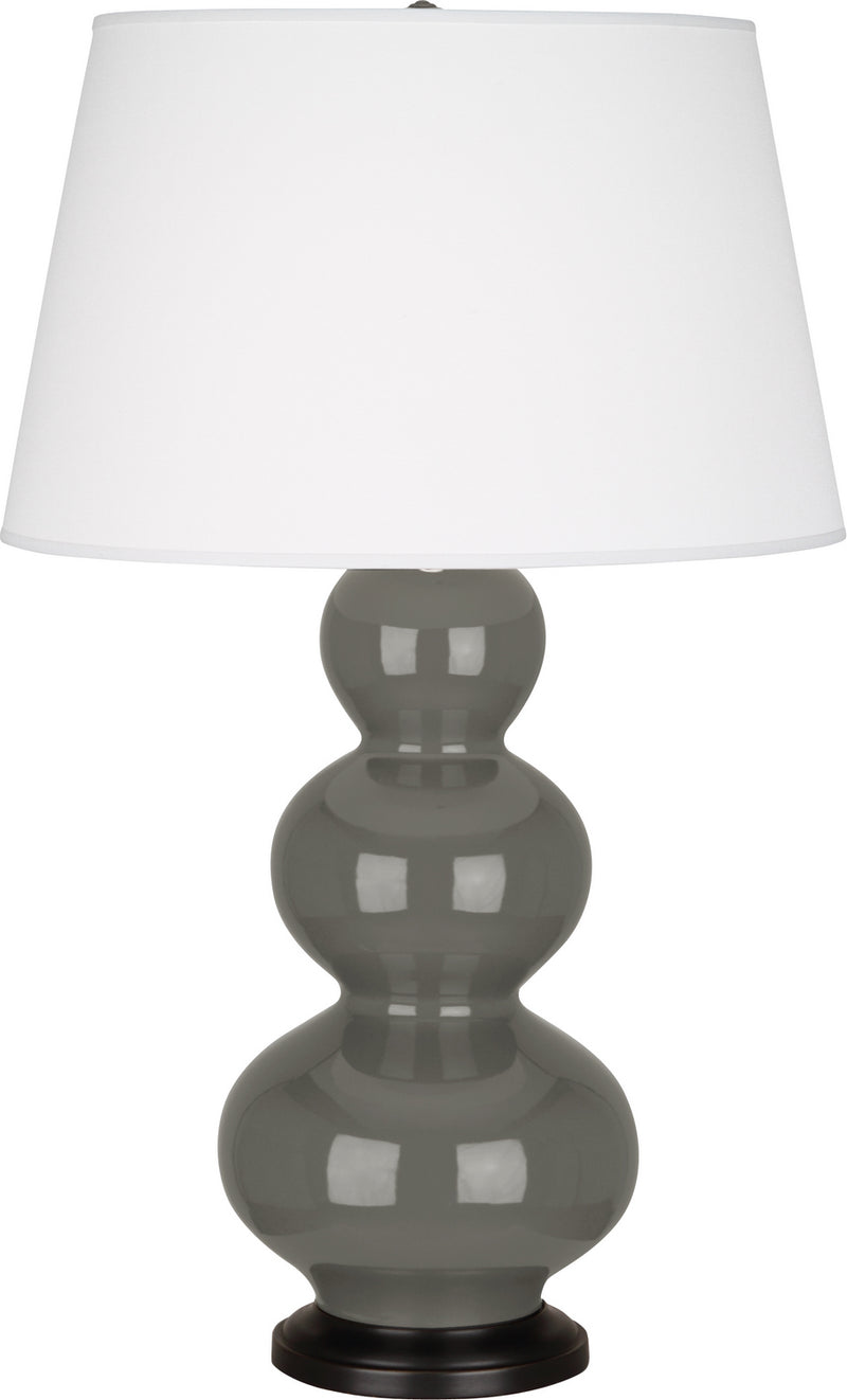 Robert Abbey (CR41X) Triple Gourd Table Lamp with Pearl Dupioni Fabric Shade