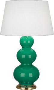 Robert Abbey (EG40X) Triple Gourd Table Lamp with Pearl Dupioni Fabric Shade
