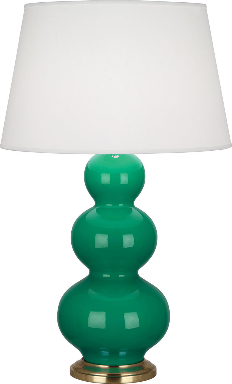 Robert Abbey (EG40X) Triple Gourd Table Lamp with Pearl Dupioni Fabric Shade