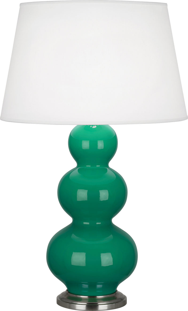 Robert Abbey (EG42X) Triple Gourd Table Lamp with Pearl Dupioni Fabric Shade