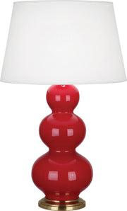 Robert Abbey (RR40X) Triple Gourd Table Lamp with Pearl Dupioni Fabric Shade