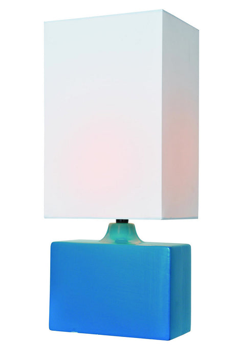 Kara Ceramic Table Lamp in Aqua with White Fabric Shade, Type, CFL 13W