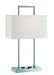 Jaymes Table Lamp in Chrome with White Fabric Shade, Outlet X2Pcs, E27, CFL 23W