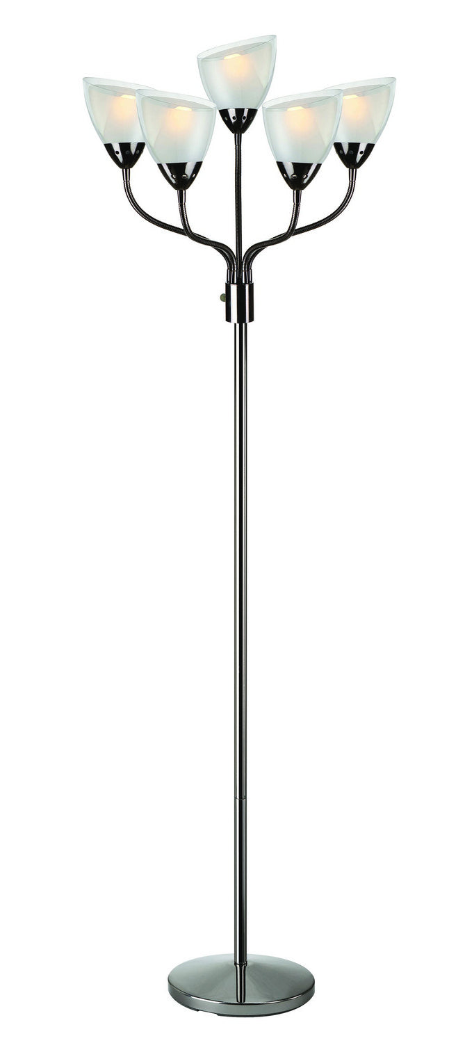 Elitia 5-Light Floor Lamp in Gun Metal with Acrylic Double Shade, A 40Wx5