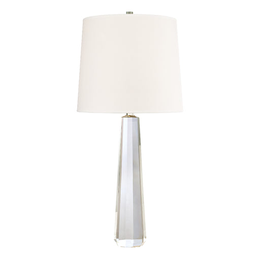 Taylor 1 Light Table Lamp With Crystal in Polished Nickel with White Faux Silk Shade